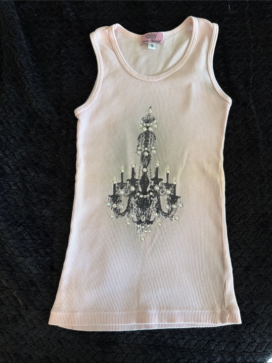 Other - Light Pink Ribbed Tank with Chandelier Graphic
